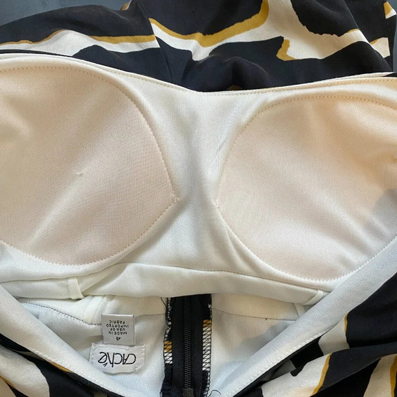 Vintage Cache Silk Queen Anne Zebra Print Bodycon Dress Women's 4 Black White - Picture 11 of 14